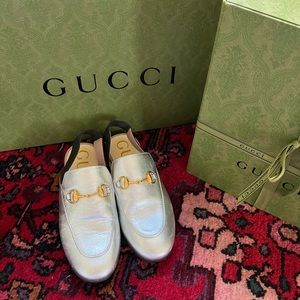 Gorgeous Silver Gucci Princetown Slingback Loafer